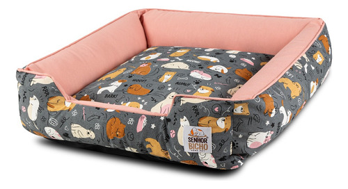 Caminha De Cachorro Impermeável Cama Pet Com Zíper 63x63 Cor Rosa Desenho Estampado