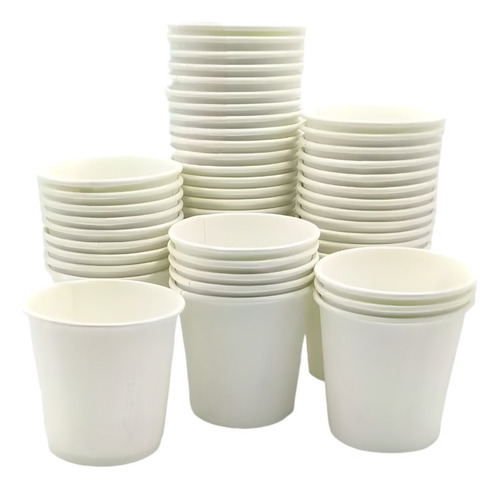 Vaso De Carton Para Café Encerado Biodegradable 4 Oz 50 Pz Color Blanco