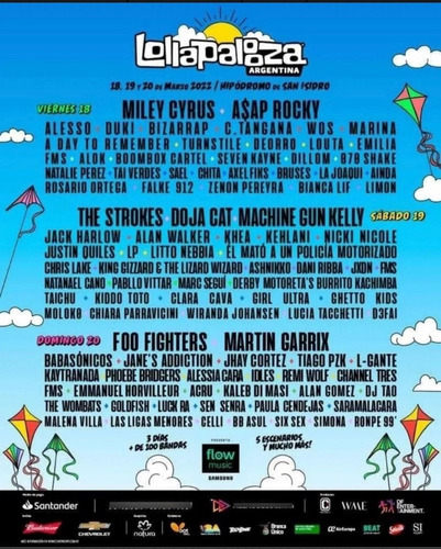 Entrada Lollapalooza 2022 Pase 3 Dias