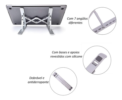 Suporte Para Notebook Alumínio Ajustável Dobrável - Vision