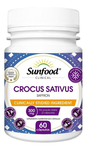 Crocus Sativus 300 Mg 60 Capsulas Sunfood Sabor Without flavor