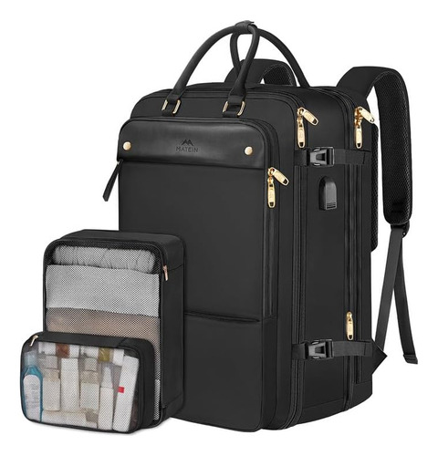 Mochila De Viaje, Mochila De Mujer, Mochilas Matein 6131 Color Negro 52L Grande Espacio Laptop De 17,3 Approvado Por Avión 10 kg, With Compartimiento Para Zapatos