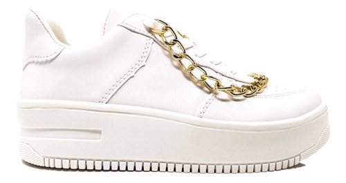 Imagen 4 de 5 de Zapato Tenis Moda Casual Blanco Con Plataforma Alta Calidad