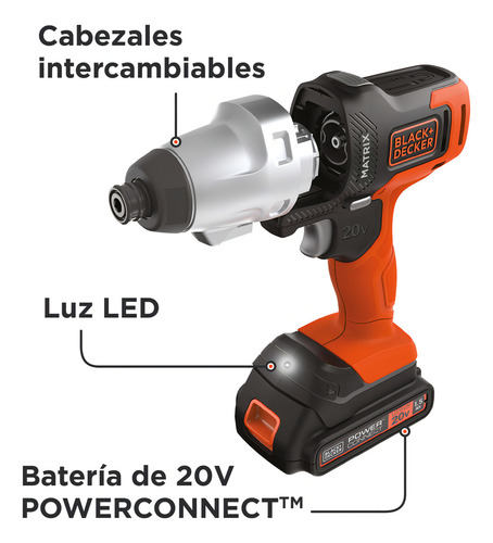 Taladro Atornillador Black+decker Mtx20k6a 20v Naranja Naranja