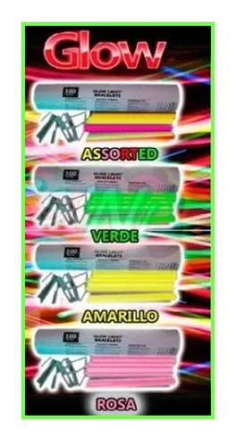 50 Pulseras Premium Glow Cyalume Neon