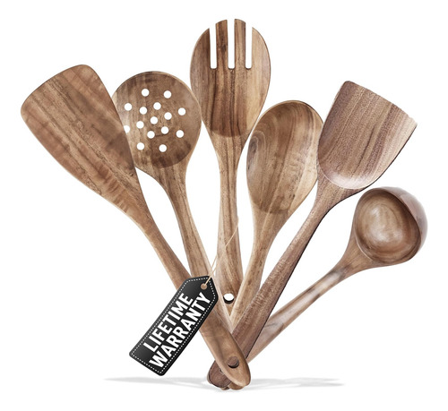 Juego 6 Cucharas De Madera De Acacia