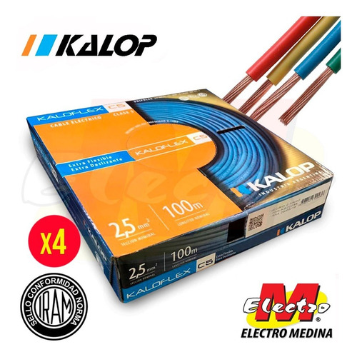 Cable Unipolar Kalop 2,5mm Cat 5 Iram X 4 U  Electro Medina