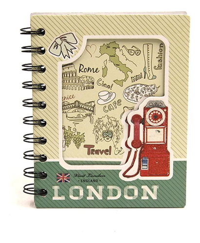 Mini Cuaderno Anotador London Cities Hojas Rayadas Espiral