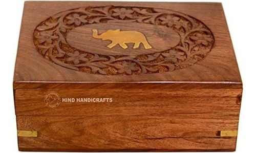 Hind Artesanías Hechas A Mano De Latón De Madera Con Incrust