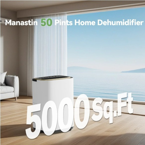 Deshumidifcaor Inteligente 50pintas Cubre 465m2 Drenaje Auto Blanco