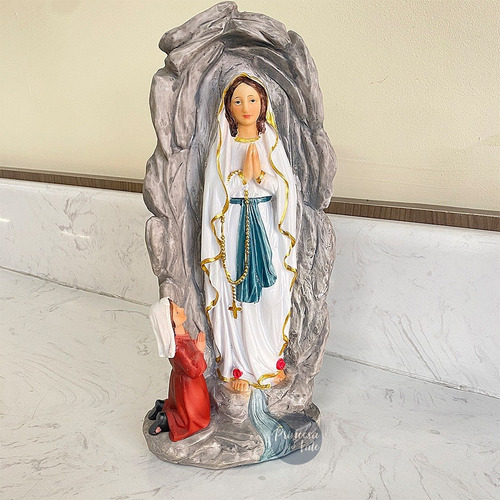 Imagem Nossa Senhora De Lourdes Na Gruta 30 Cm Resina Cor Colorido