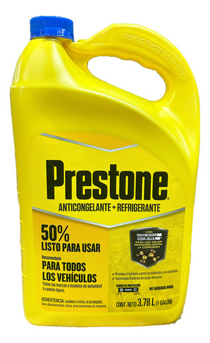 Prestone Anticongelante Y Refrigerante Cor-guard 50/50 Galón Color Amarillo Fosforescente