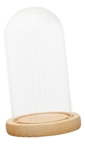 Cúpula De Vidrio Cloche Bell Jar Base De Madera 12x25cm