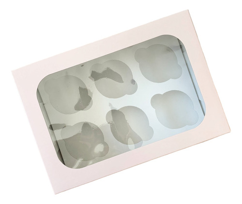 Caja Porta Cupcakes/muffins 6 U. Rosa Pastel- C/visor X 10 