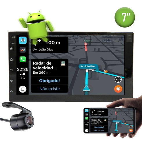 Central Multimidia Android 11 Gps Wifi 32gb 2gb Ram + Câmera