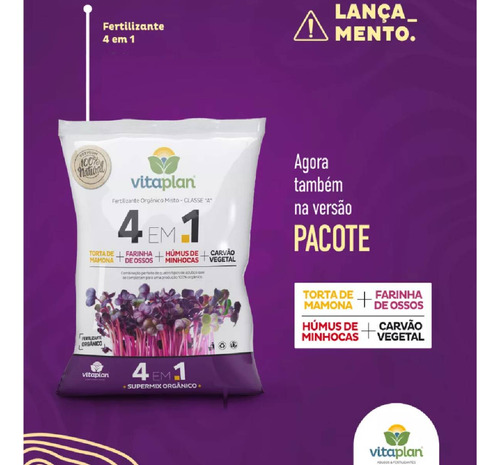 Fertilizante Orgânico Misto Classe A 4 Em 1 - 700gr Vitaplan