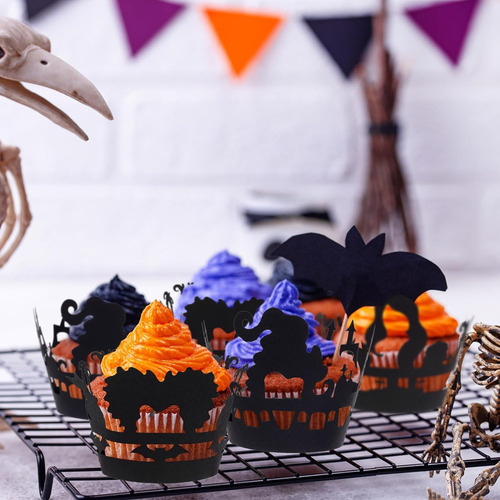 60 Envoltorios Para Cupcakes De Halloween, Diseño De Castill