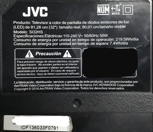 Botonera Tv Jvc Si32hs 40-32d120-fbb2LG E148158 (Usado)