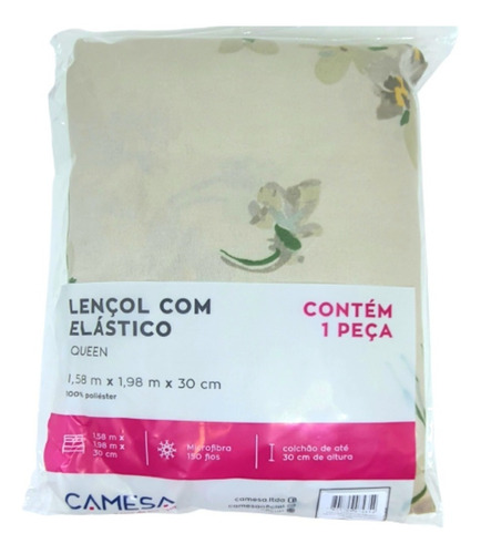 Lençol Casal Para Cama Queen Com Elastico 150 Fio 158x198x30