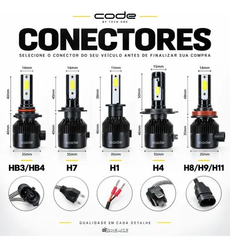 Kit Par Super Led Code 8000k 12v Tech One Efeito Xenon | MercadoLivre