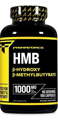 Primaforce Hmb (beta-hidroxi Beta-metilbutirato) 1000 Mg, 180 Cápsulas (500 Mg Por Cápsula) - Suplemento Sin Gluten Y S
