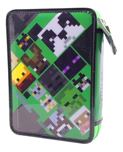 Imagen 3 de 7 de Cartuchera 2 Pisos Minecraft Pvc Con Utiles Lic Original