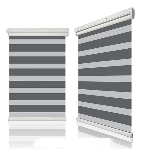 Persiana Doble Capa Con Diseño De Cebra Enrollable 18x18cm Gris Claro