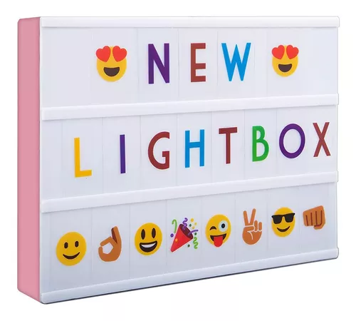 Cartel Luminoso Led Letras Colores Emojis Lightbox Usb 32x23