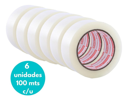 Cinta Adhesiva De Embalar 100 Mts Mister Tape X 6 Unds