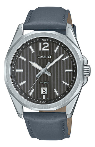 Reloj Hombre Casio Mtp-e725l-8avdf Core Mens Color de la correa Azul Color del bisel Plateado Color del fondo Negro