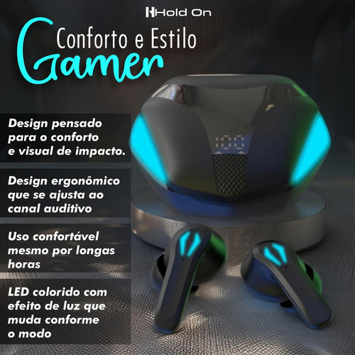 Fone De Ouvido Bluetooth Gamer Sem Fio Com Led Hold On 29
