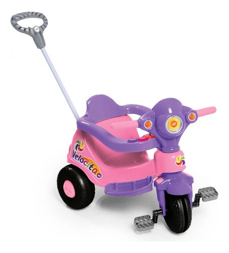 Triciclo De Passeio Infantil Velocita Com Empurrador Lilas