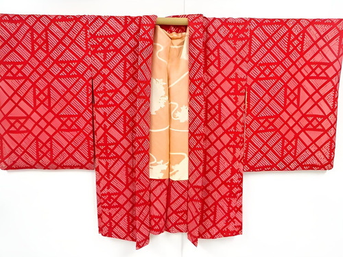 Kimono - Haori Shibori Geométrico Seda Importado De Japón