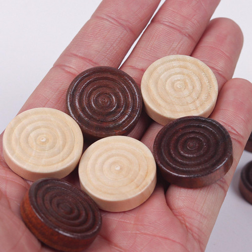 4 X 24 Piezas Redondas De Backgammon Marrón Y Natural Para