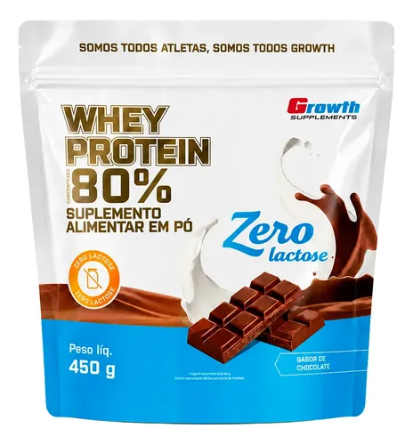 Whey Protein Concentrado Zero Lactose 450gr - Growth - R$ 119,9
