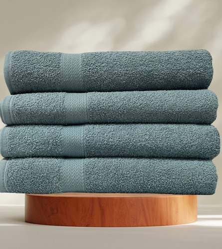Toallas Súper Absorbentes 100% Algodón - Pack De 4 Unidades Gris Petróleo Lisa