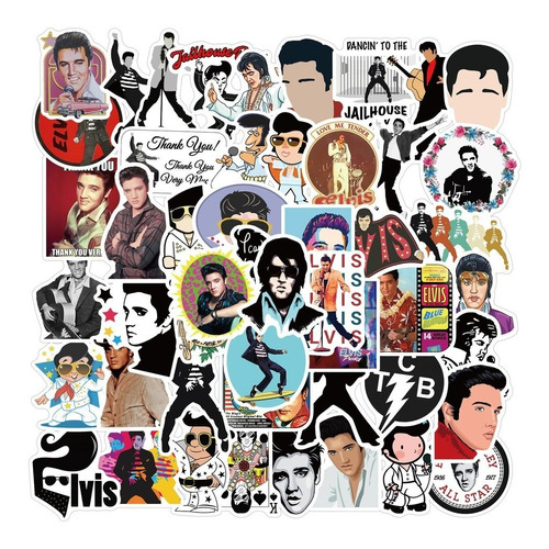 50 Stickers De Elvis Presley - Etiquetas Autoadhesivas