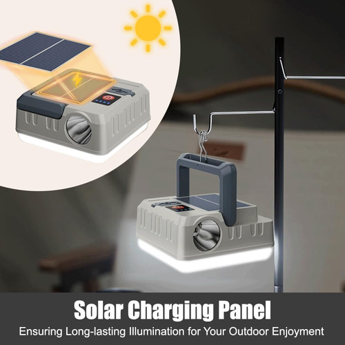 Lampara Solar De Camping Led Recargable Con Gancho Usb