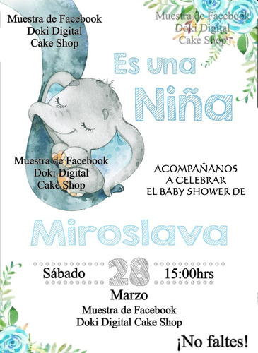 Invitación Digital Imprimible Tema Elefantito