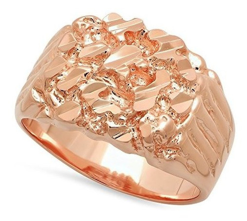 - Anillo De Pepita Gruesa Chapado En Oro Rosa De 14 K Para H