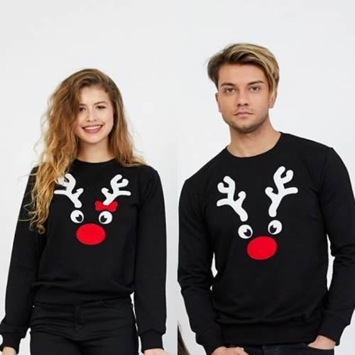 Sueter Hoodie Para Parejas Personalizado Navideño