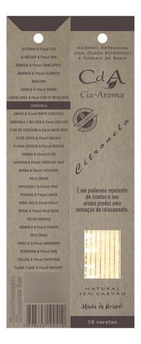 Incenso Natural 0 Carvão Citronela Caixa Com 10 Varetas
