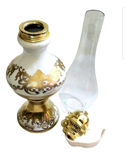Lámpara De Aceite Porcelana Retro,44 Cm.colección,usable (Usado)