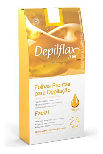 Depilflax Folhas Prontas P/ Depilação Facial Natural C/24