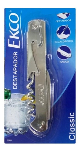 Destapador 3 En 1 Acero Cromado Navaja Sacacorcho + Envio