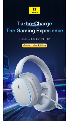 Headset Baseus Gh02 Conexão 2.4g E Bluetooth 5.3 Driver 40mm Cor Branco Cor Da Luz Rgb Branco