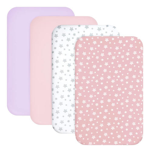 ~? Mini Portable Crib Sheets 4 Pack Para Niñas (38  X 24 ), 