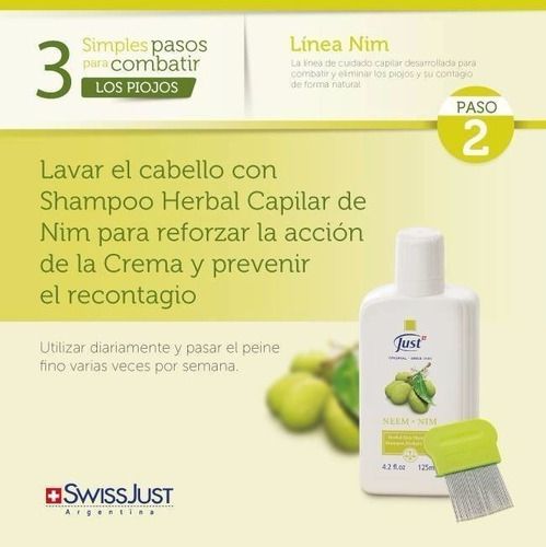 Just Shampoo Para Eliminar Y Repeler Piojos Con Nim 125ml Cu