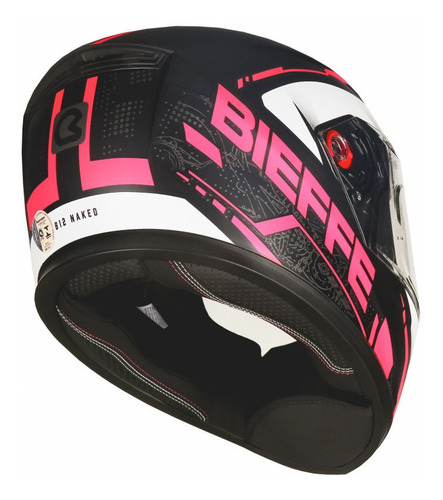 Imagem 4 de 5 de Capacete Bieffe B-12 Naked Preto Fosco/rosa + Viseira Extra