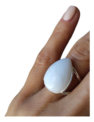 Anillo Cuarzo Blanco Natural Gota Corao